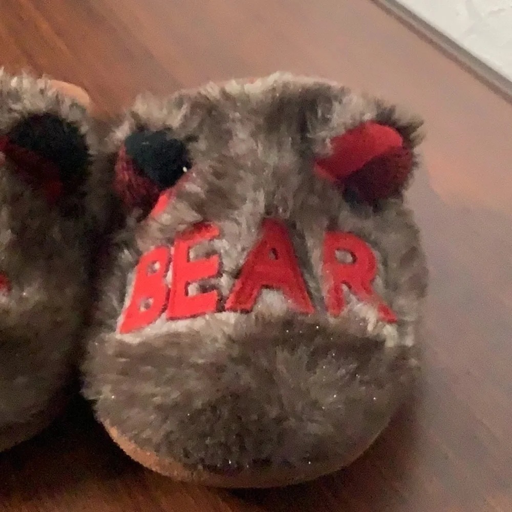 Dearfoams- Sz US2-3 - Lil Bear ear slippers - rubber sole profile racks faux fur